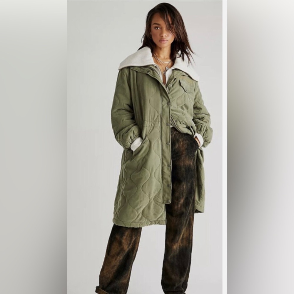 EUC FREE PEOPLE Be Me Padded Parka jacket Olive Green